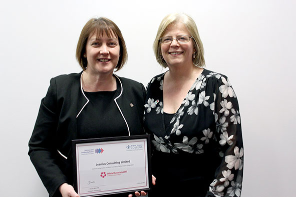 Jean Gowin from Jeanius with MK College Principle Julie Mills
