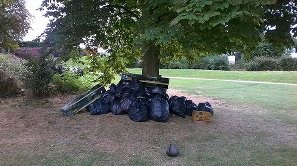 rubbish at the BBQ area at Willen Lake