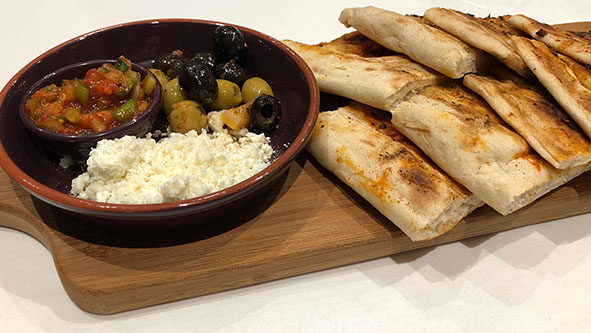 Pasha warm bread, olives, crumbled feta and tomato dipping sauce.jpg