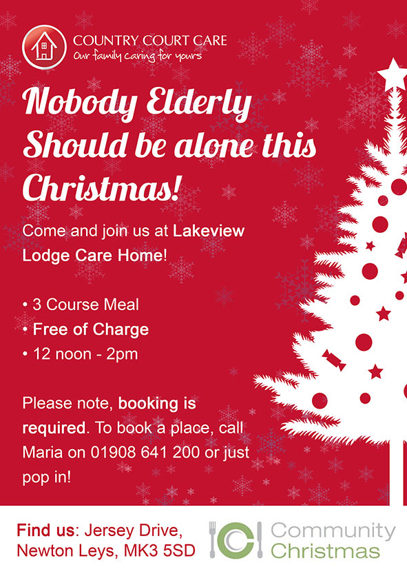 Christmas meals for the elderly at Lakeview Lodge Milton Keynes