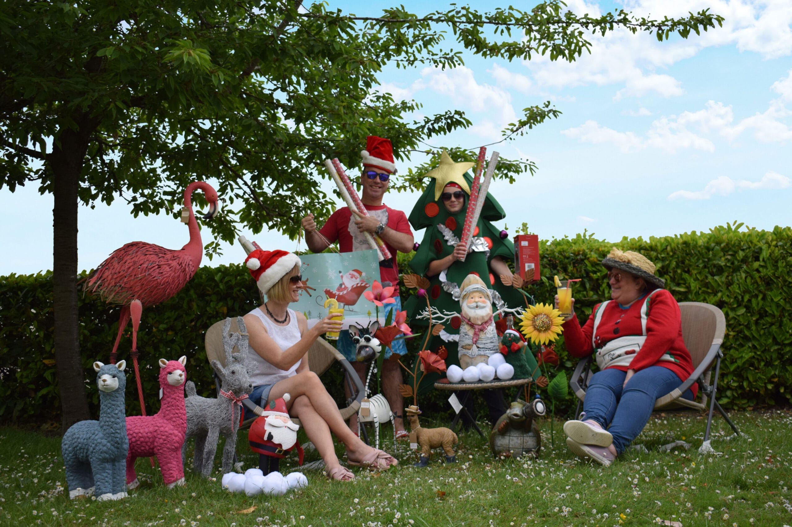 Willen Hospice staff displaying a small selection of the stock out in the sunshine.