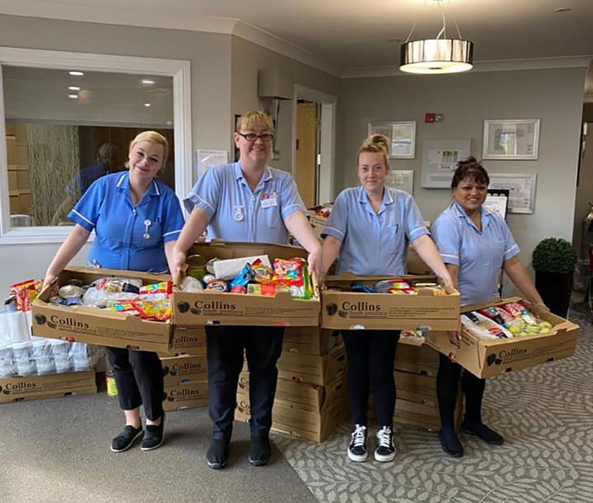 care staff with the 'Care Packages'