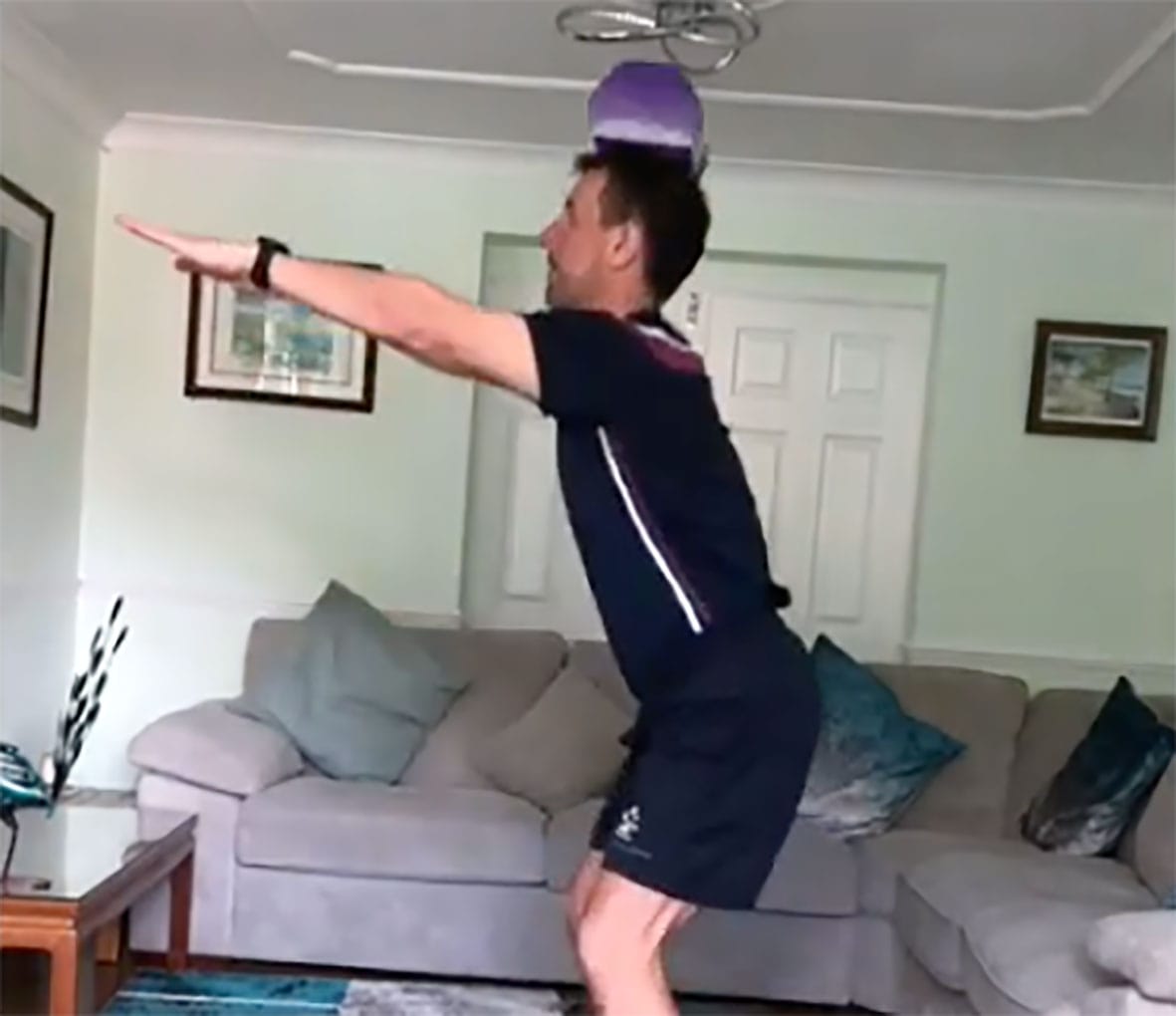 Squatting with an Easter egg