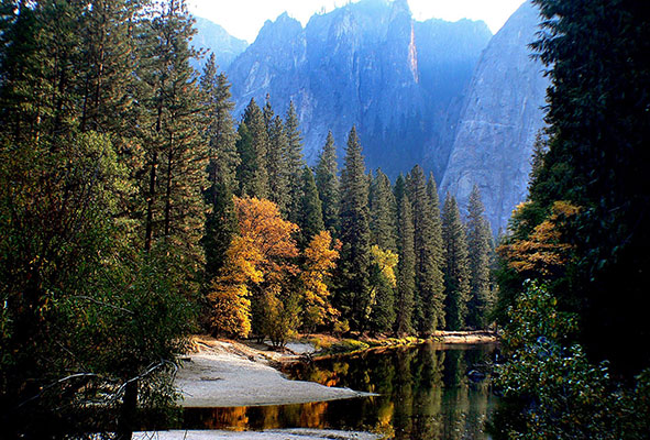 river and mountains in California