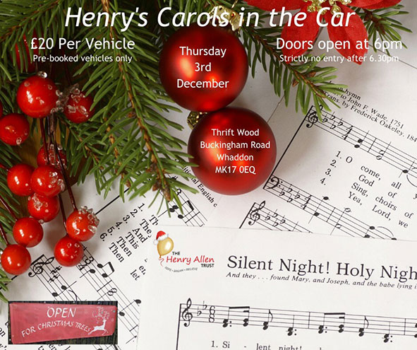 advert for Henry's Carols in the car