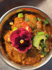 Curry with flower decoration