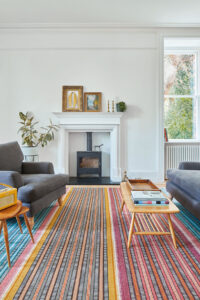Multicoloured striped lounge carpet