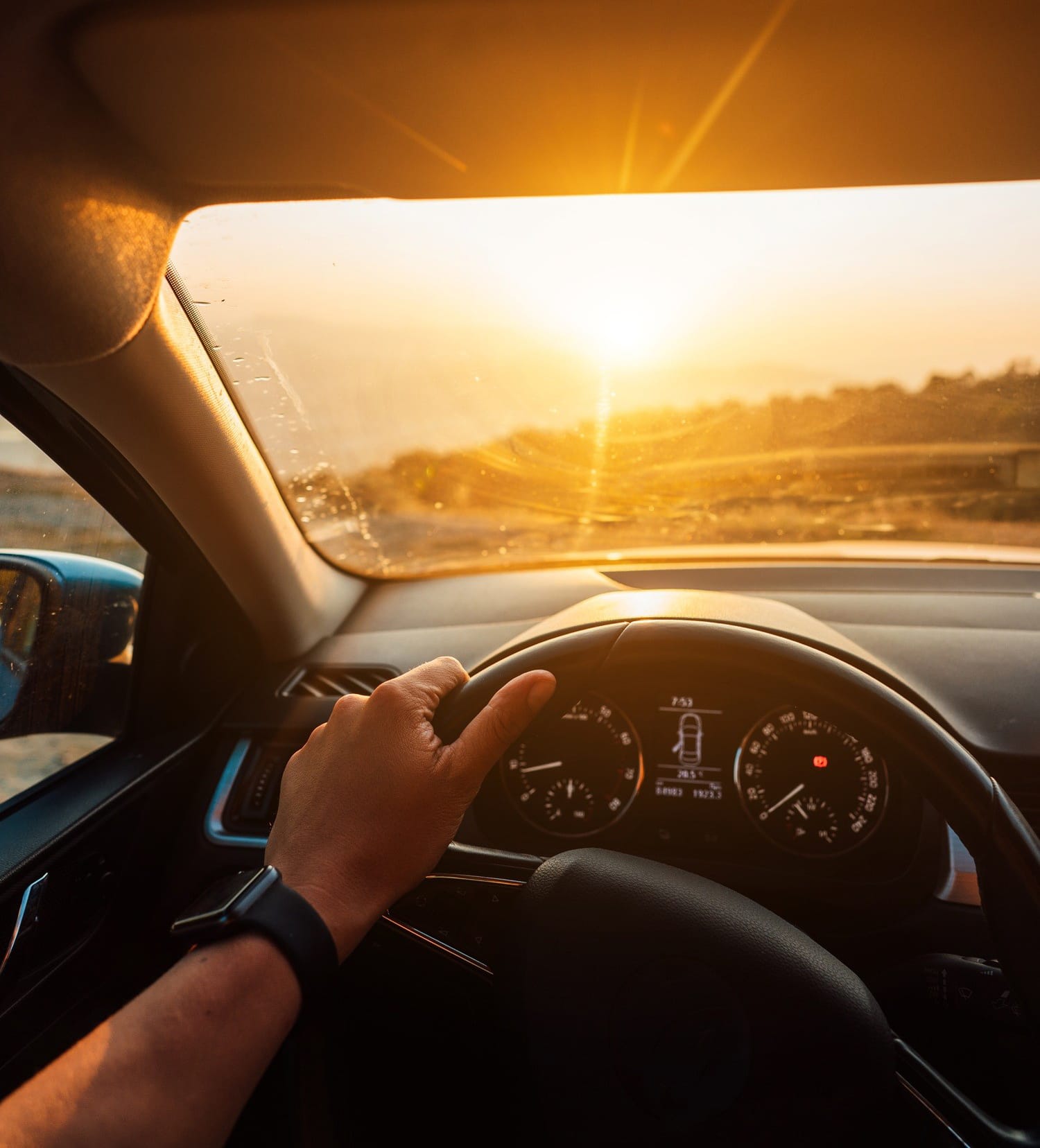 View through driver windscreen